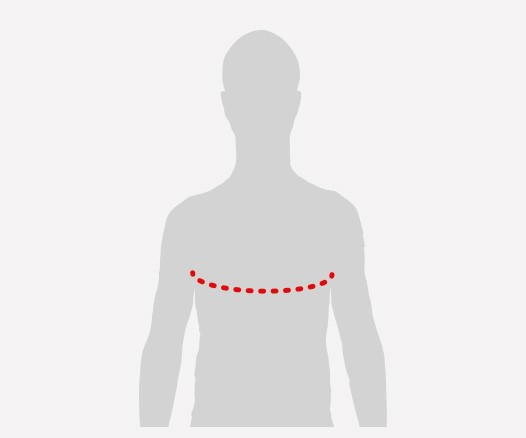 Illustration showing how to measure the chest for clothing